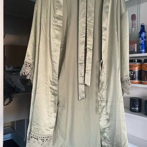 Women’s Sage Green Silk Satin Robes